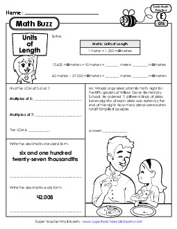 Math Buzz: Week 16 Worksheets 76 through 80 Daily Math Review Worksheet