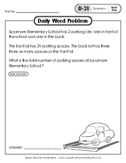 Daily Word Problems D-31 through D-35 Worksheet