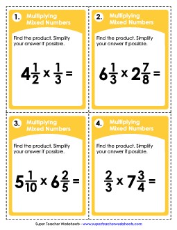 Multiplying Mixed Numbers Fractions Worksheet