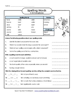 Question Worksheet (D-22)  Spelling D Worksheet