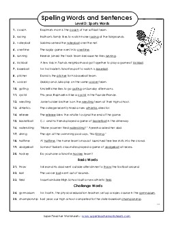 Spelling Test Sentences Spelling D Worksheet