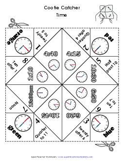 Advanced Time Cootie Catcher Worksheet