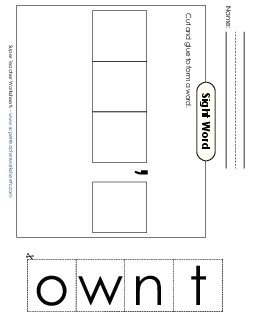 Large Cut-and-Glue: Won\'t Sight Words Individual Worksheet