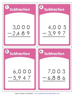 Subtraction: 4-Digit (Across Zero) Worksheet