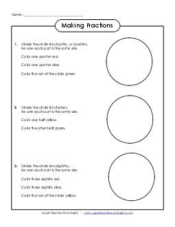 Fraction of Circles Fractions Worksheet