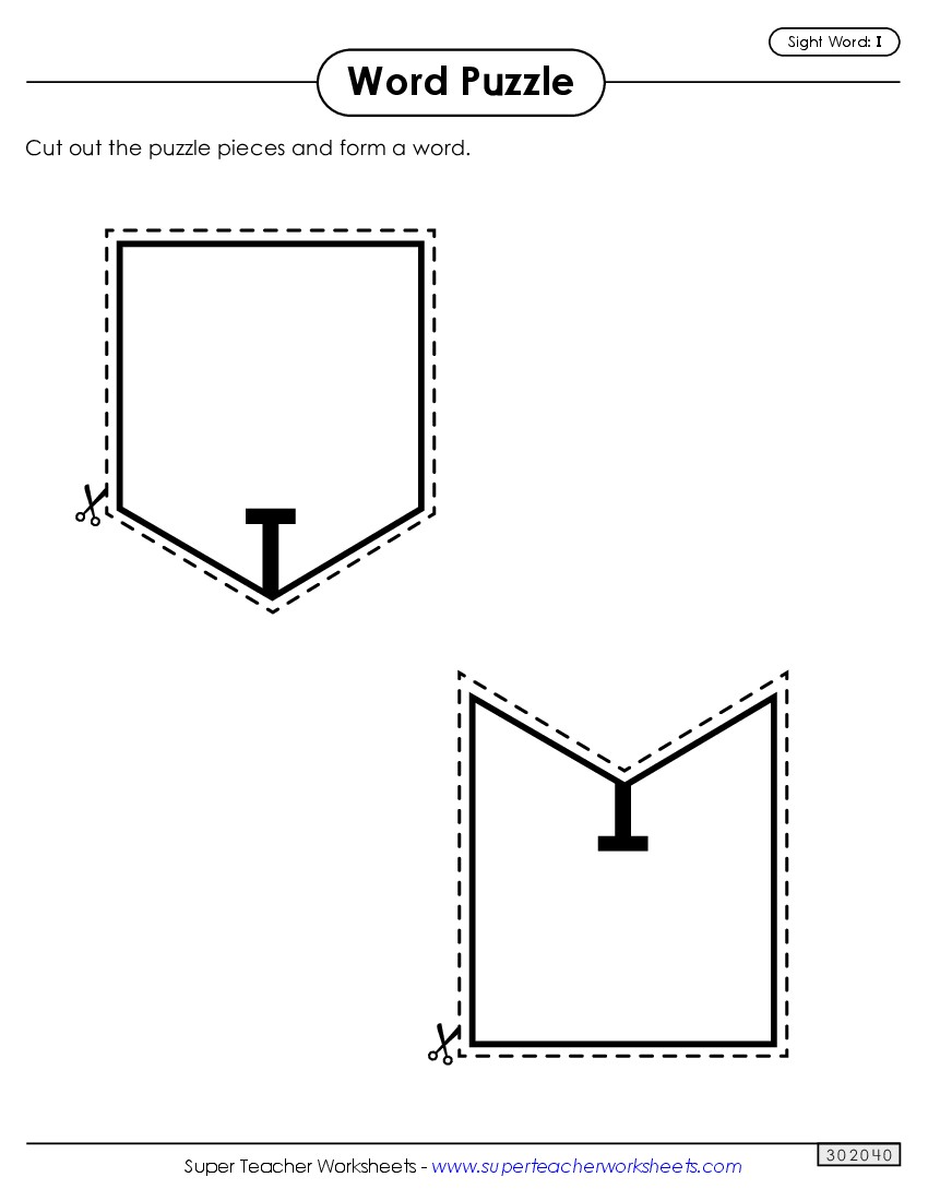 Word Puzzle: I Sight Words Individual Worksheet