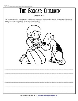 Summarize the picture: Chapters 4-6 Book The Boxcar Children Worksheet