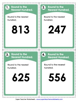 Round to Nearest Hundred (3-Digit Numbers) Rounding Worksheet