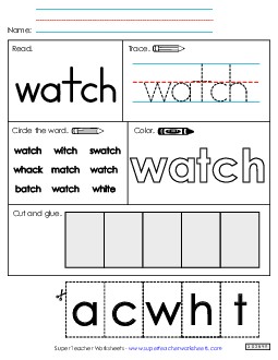 Worksheet 2: Watch Sight Words Individual Worksheet