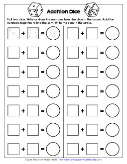 Addition Dice Game (One Player) Worksheet