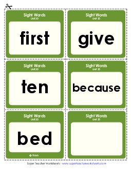 Flashcards (Unit 30) Sight Words Worksheet