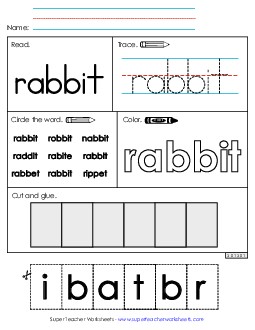 Worksheet 2: Rabbit Free Sight Words Individual Worksheet