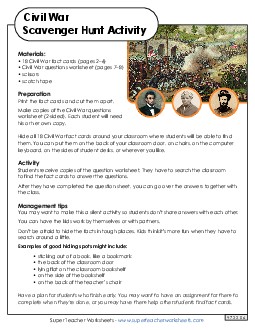 Civil War Scavenger Hunt Worksheet