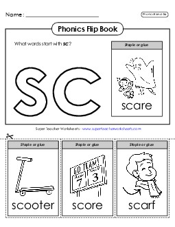 Phonics Flip Book (Sc-) Phonics Blends Worksheet