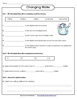 Changing Water Worksheet 4th Grade Science Worksheet