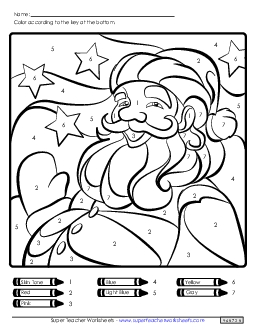 Color-by-Number Picture: Santa Christmas Worksheet