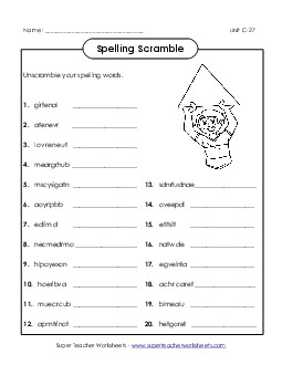 Word Scramble (C-29) Spelling C Worksheet