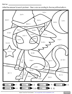 Double Mystery Picture (Addition) Halloween Worksheet