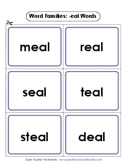 Flashcards (-eal) Word Families Worksheet