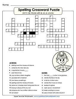 Crossword Puzzle (C-26) Spelling C Worksheet