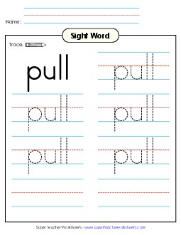 Trace the Word: Pull Sight Words Individual Worksheet