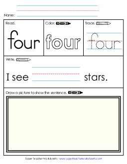 Worksheet 3: Four Sight Words Individual Worksheet