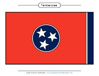 Tennessee State Flag (Full-Color Version) States Individual Worksheet