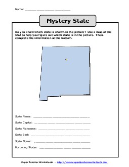 Mystery State: New Mexico States Worksheet