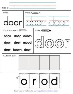 Worksheet 2: Door Sight Words Individual Worksheet