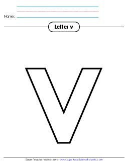 Outline - Lowercase v Alphabet Worksheet