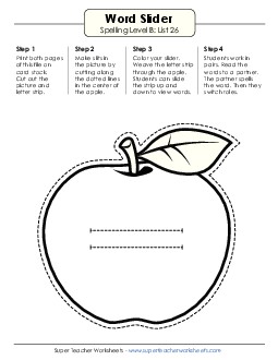 Word Slider (B-26) Spelling B Worksheet