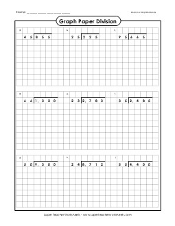 Graph Paper Division: 2-Digit Divisors Worksheet