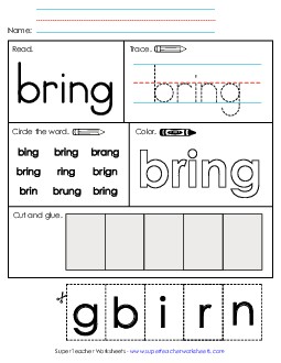 Worksheet 2: Bring Sight Words Individual Worksheet