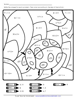 Division Mystery Picture: Ladybug Worksheet