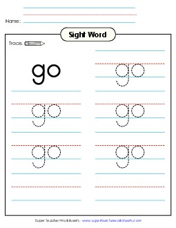 Trace the Word: Go Sight Words Individual Worksheet