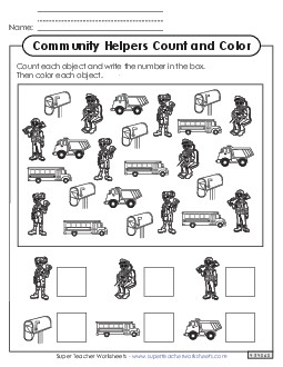 Count the Objects Worksheet 1 Community Helpers Worksheet