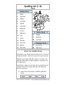 Spelling List C-18 Spelling C Worksheet