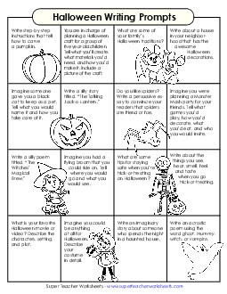 16 Halloween Writing Prompts Worksheet