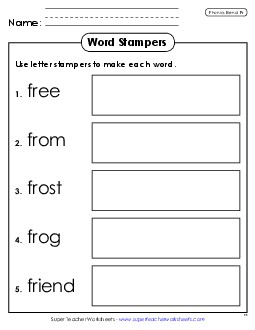 Letter Stampers (Fr- Words) Phonics Blends Worksheet