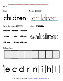 Worksheet 2: Children Sight Words Individual Worksheet