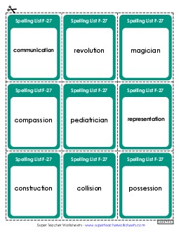 Flashcards (F-27)  Spelling F Worksheet