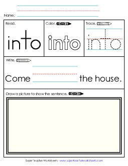 Worksheet 3: Into Sight Words Individual Worksheet