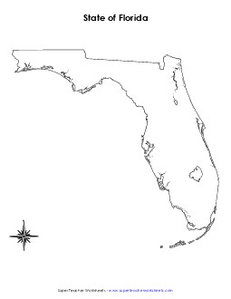 Blank Florida Map (No Bordering States) State Maps Worksheet