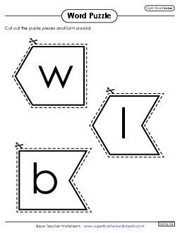 Word Puzzle: Below Sight Words Individual Worksheet