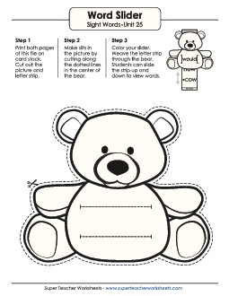 Word Slider (Unit 25) Sight Words Worksheet