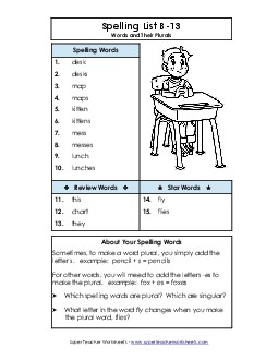 Spelling List B-13 Spelling B Worksheet