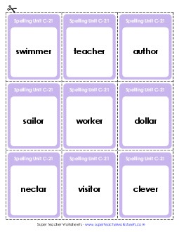 Flashcards (C-21) Spelling C Worksheet