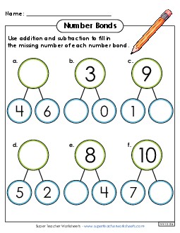 Number Bonds to 10 Worksheet 2 Number Families Worksheet