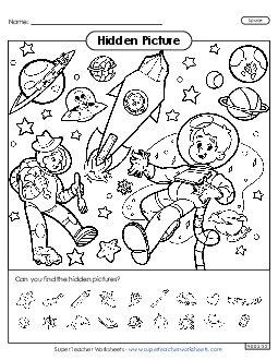 Space Hidden Pictures Worksheet