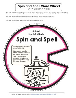 Spin and Spell (A-2) Free Spelling A Worksheet